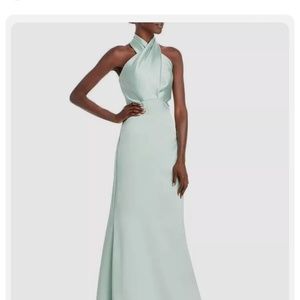 NWT Amsale Cross Neck Halter Gown